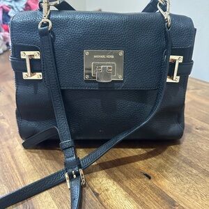 Michael Kors Black Leather Women's Bag gold accents